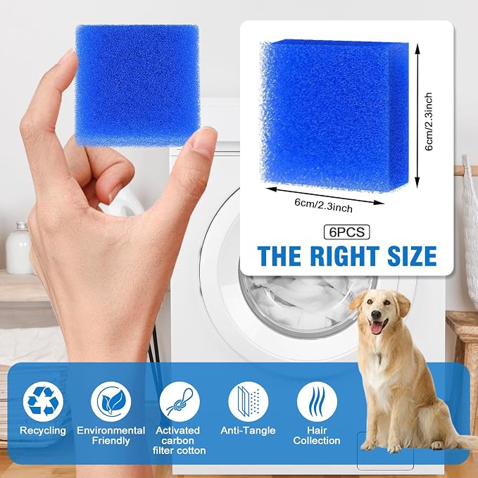 6PCS Pet Hair Remover for Laundry Reusable, Hair Catcher for Washing Machine, Dog & Cat Fur Remover Tool, Lint Remover Balls Washer Dryer for Clothes, Blankets, Safe for All Fabrics