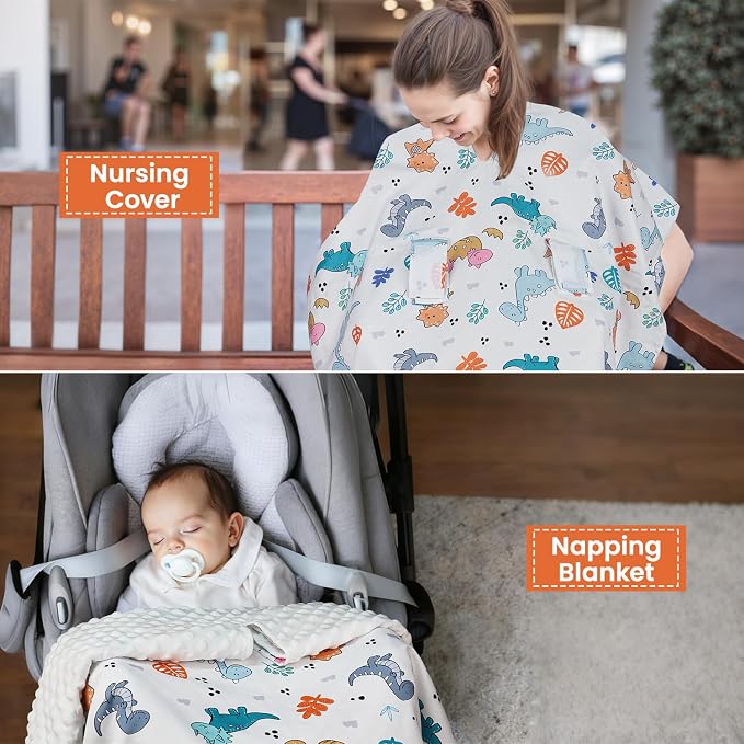 Rquite Car Seat Cover Baby, Carseat Covers Baby Girl, Winter Infant Car Seat Cover, Warm Minky Car Seat Canopy, Baby Carrier Cover with Peekaboo Opening, Multi Use Nursing Cover & Toddler Blanket