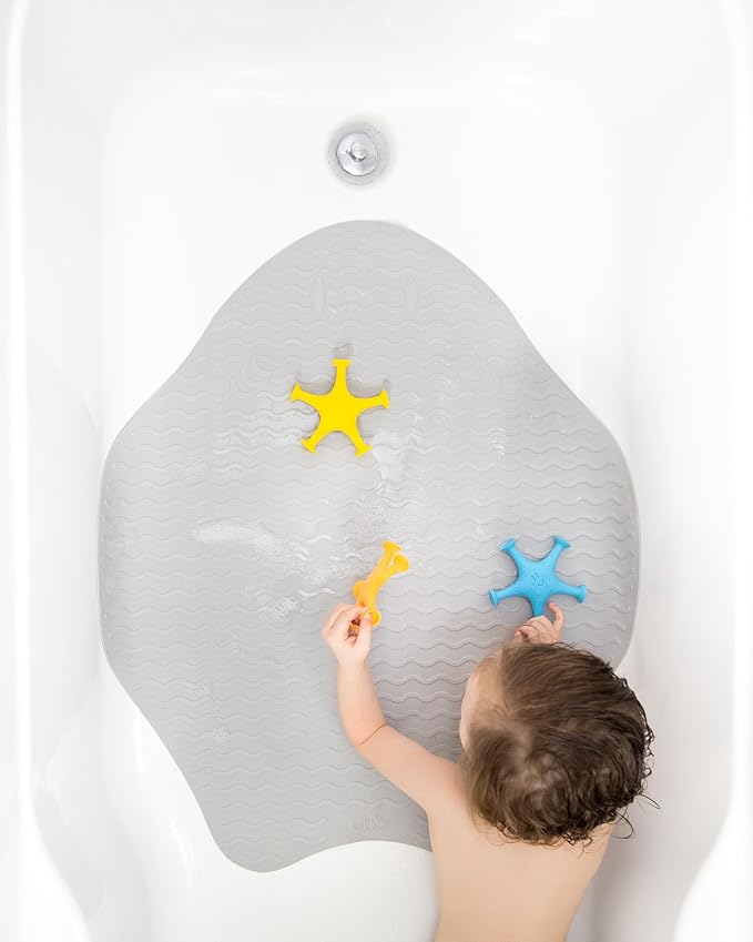 Ubbi Stingray Bath Mat for Baby, Non-Slip, Powerful Suction Cups, Baby Bathtub Time Essentials, Gray