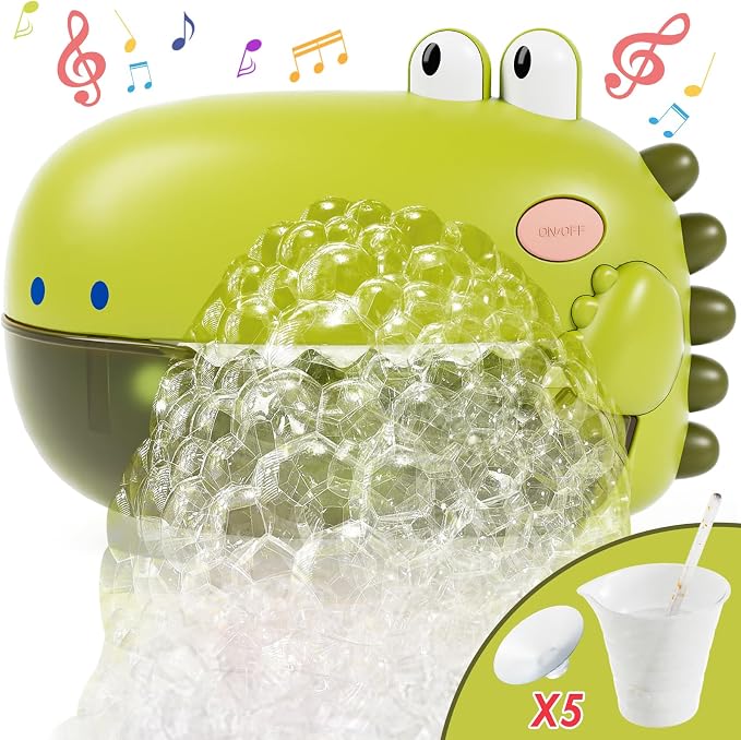 Lehoo Castle Baby Bath Toys, Bath Bubble Machine for Kids, Automatic Bubble Maker Toddler Bathtub Toy with 12 Melodies, Dinosaur Bath Toys for Boys Girls