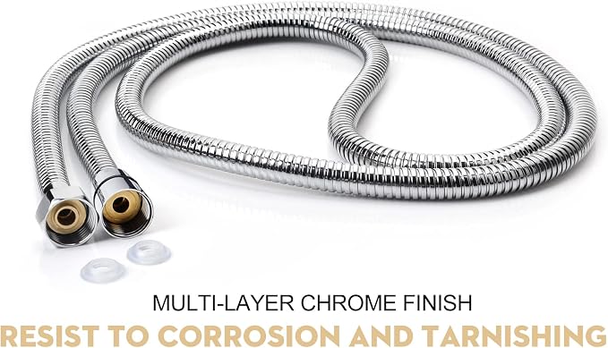 Blissland Shower Hose Extra Long 118 Inches Brushed Chrome Handheld Shower Head Hose with Brass Insert and Nut - Lightweight and Flexible