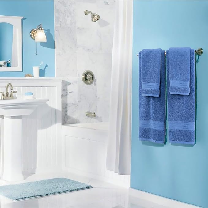 COZYART Denim Blue Bath Towel Set, Turkish Cotton Hotel Large Towel Bulk for Bathroom, Thick Bathroom Sets of 6 with 2 Bath Towels, 2 Hand Towels, 2 Washcloths, 650 GSM