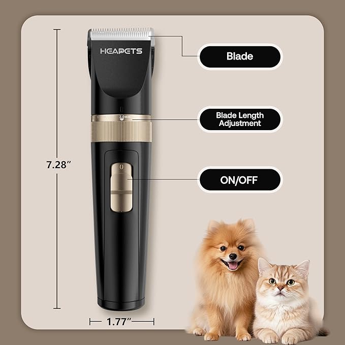 Dog Clippers for Grooming, Low Noise, Electric Quiet, Adjustable Clipper Comb, Rechargeable Cordless Dog Hair Clippers for Dogs Cats Pets, Black