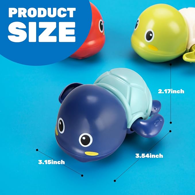 TOHIBEE Bath Toys, 3 Pack Cute Swimming Turtle Bath Toy for Toddlers 1-3, New Born Baby Bathtub Water Toys, Preschool Toddler Pool Toys