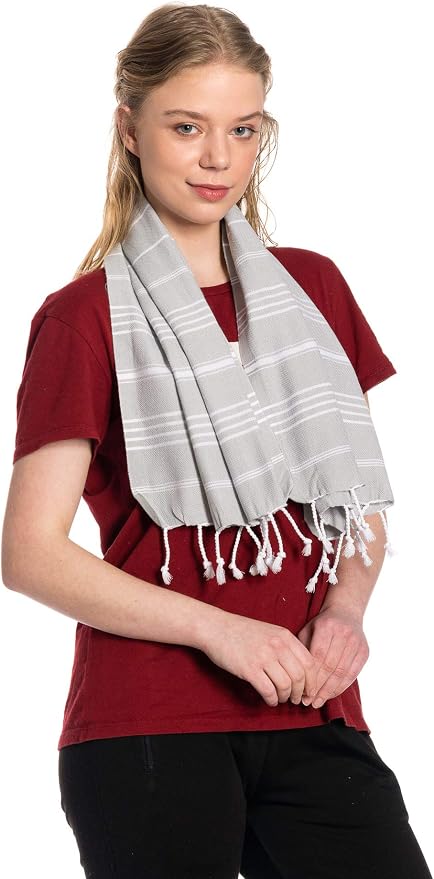 Clotho 4 Pack Silver Gray Turkish Hand Towels for Bathroom 18x40 Large 100% Cotton Soft Decorative Towel, Absorbent Lightweight Quick Dry Face Towel for Travel Hair Gym Yoga