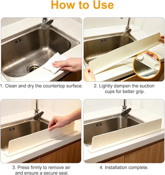 EEEKit 20.5 Inch Silicone Sink Splash Guard, Kitchen Sink Protector with Suction Cup, Water Splash Guard for Bathroom Sinks, Washbasin, Bathtub, Island, 20.5 x 1.8 x 2.9 Inch