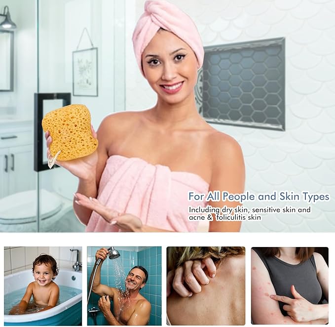 Body Sponges for Shower Bathing, 2-Pack Sponges Bath for Adults | Shower Sponge Body Wash Creates Dense Foam for Gentle & Deep Cleansing & Exfoliating, Soft Sponge for Women Men Elderly