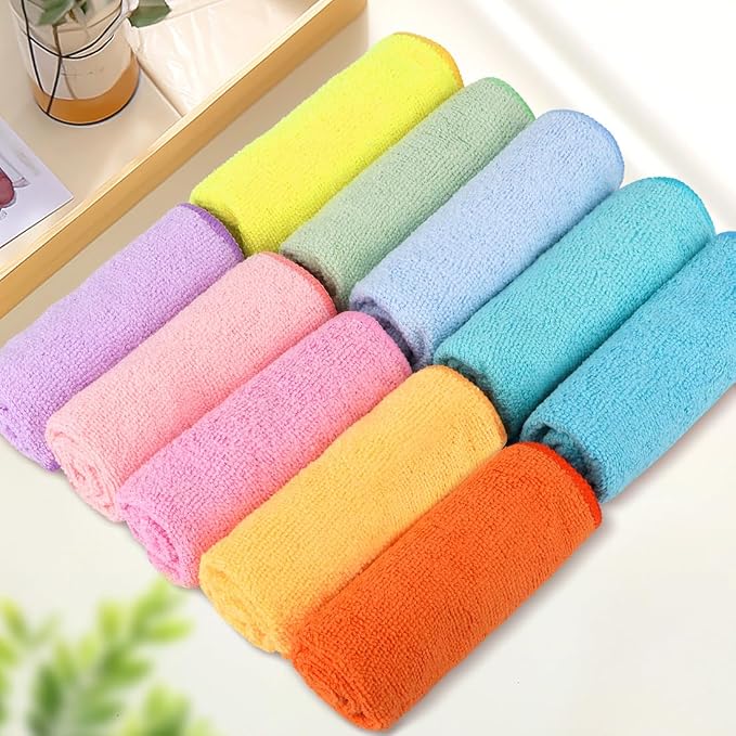 Orighty Wash Cloths, 20 Pack Face Towels, Soft Quick-Drying Washcloths, Multi-Purpose Microfiber Face Cloths for Bathroom, Gym, Spa, Hotel, Travel, 11.5"x11.5", Multicolor