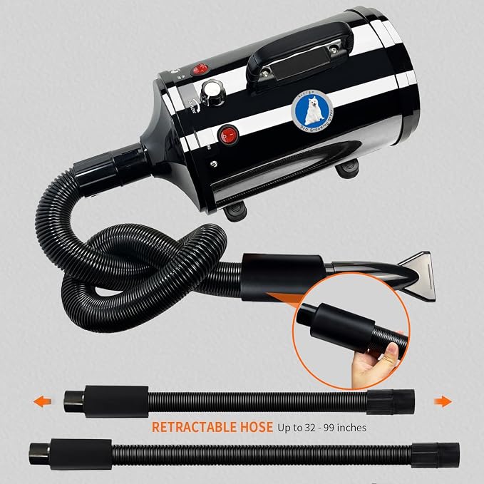 Dog Dryer,High Velocity Professional Dog Grooming Dryer,Adjustable Temperature and Speed with 4 Different Nozzles