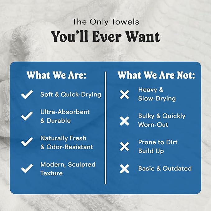 ONSEN Sculpted Terry Hand Towels, 100% American Cotton, Quick Dry Lint Free, Lightweight Absorbent Hand Towel Set with Hanging Loop, 20x30 in (White, 2X Hand Towel)