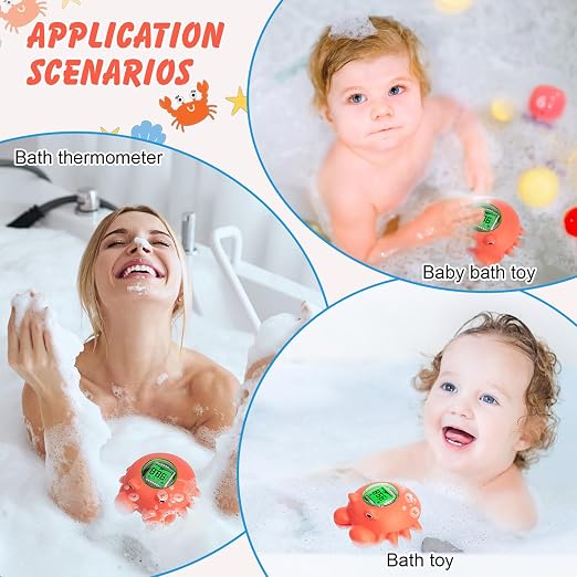 Floating Crab Baby Bath Thermometer – Rechargeable Digital Pool & Bathtub Thermometer, Baby Shower Gifts, IPX8 Waterproof, Fahrenheit Display for Swimming Pools, Spas & Hot Tubs by BGYTWEYTD
