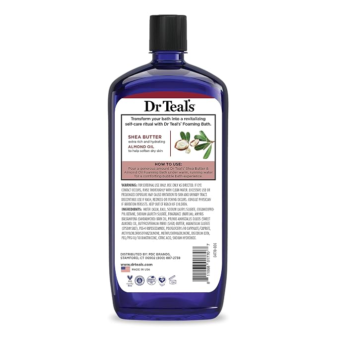 Dr Teal's Foaming Bath with Pure Epsom Salt, Shea Butter & Almond, 34 fl oz (Pack of 4)