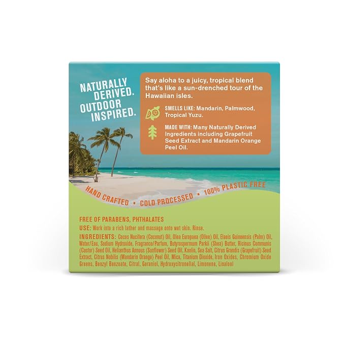 Every Man Jack Cold Processed Mens Bar Soap - Hawaiian Citrus Scent - Deeply Cleans & Hydrates w/Naturally Derived Ingredients - (3 Pack)