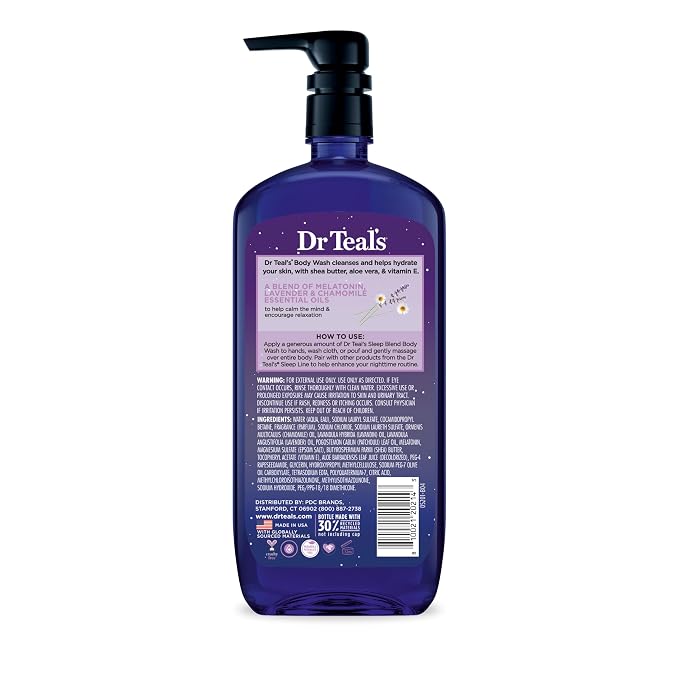 Dr Teal's Sleep Body Wash with Pure Epsom Salt, Melatonin, Lavender & Chamomile Essential Oil Blend, 24 fl oz (Pack of 2)