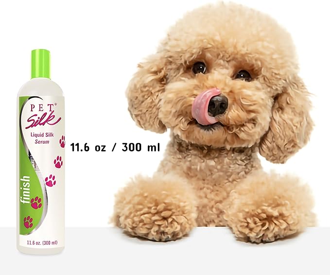 PET SILK Liquid Silk Serum, Leave-in Finishing Spray Conditioner & Detangler, Inused with Silk, Vitmain E & Panthenol Designed for a Shiny, Healthy & Moisturized Skin & Coat (11.6oz)