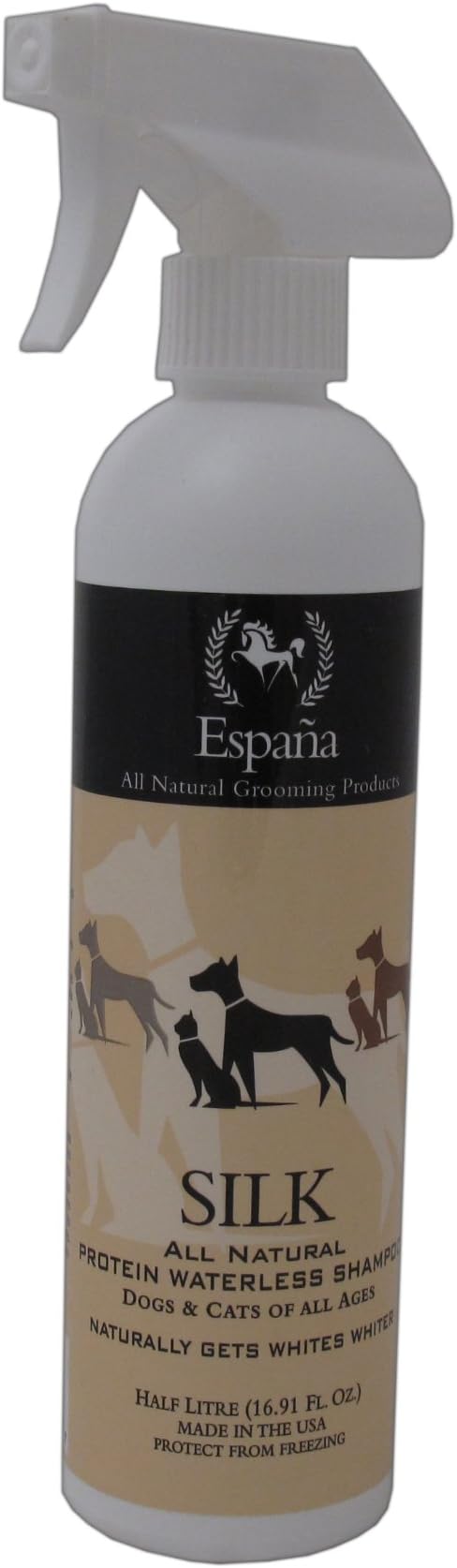Espana Silk ESP0215DC Specially Formulated Silk Protein Waterless Shampoo for Dogs and Cats, 16.91-Ounce