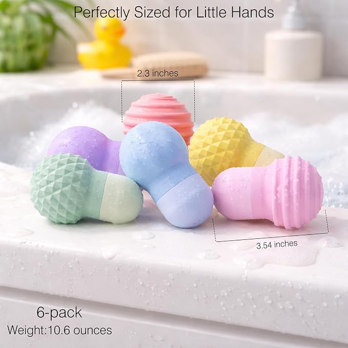 Sensory Squeezing Water Bath Toys for Toddlers,6PCS Bath Tub Pool Floating Toys for Babies Kids 1-3,Textured Fidget Toys Stocking Stuffers Gifts for Boys Girls 18+ Months