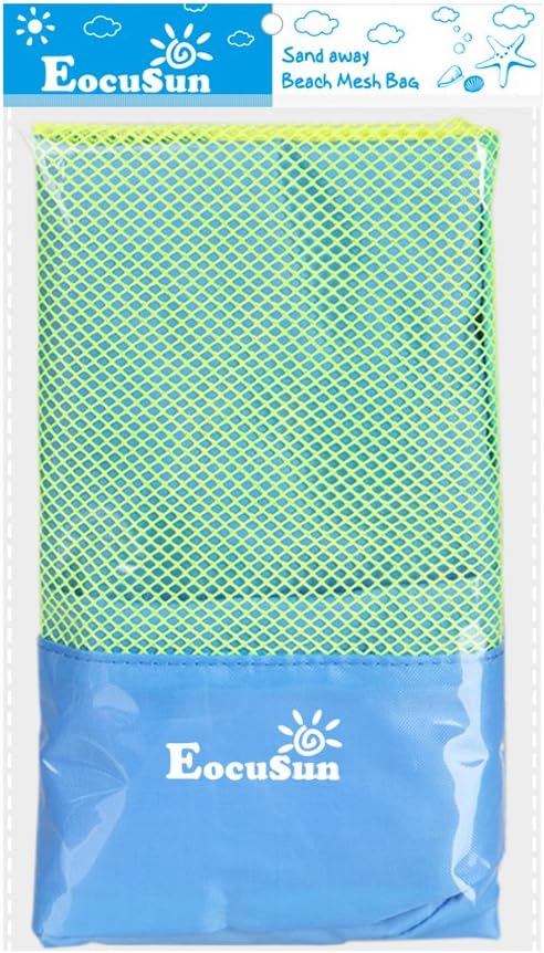 EocuSun Large Mesh Beach Bag Tote Durable Sand Away Drawstring Beach Backpack Swim and Pool Toys Balls Storage Bags Packs, Stay Away from Sand and Water, Toy Not Included