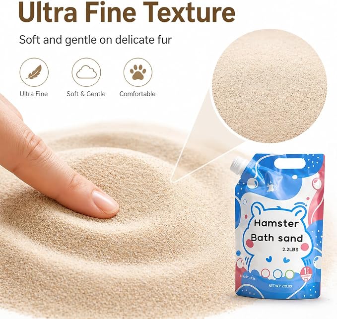 Meow&Woof Hamster Sand, 2.2 lbs Natural Desert Bath Sand & Potty Litter, Low Dust Small Animal Sand for Hamsters, Chinchillas, Gerbils, Syrian Hamsters, Mice