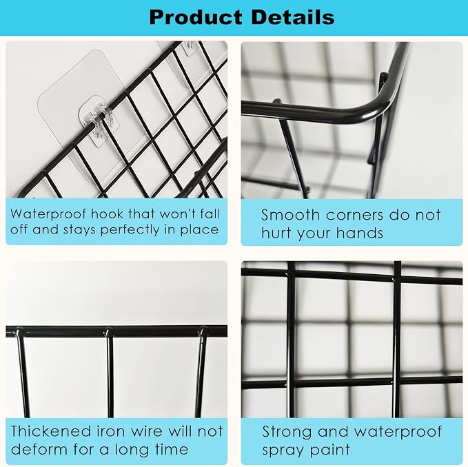 Hanging Bath Toy Storage Basket - 2 Pack Metal Bath Toy Holder with Hooks - Bathtub Toy Storage Organizer for Baby Bath Kids Shower Bathroom