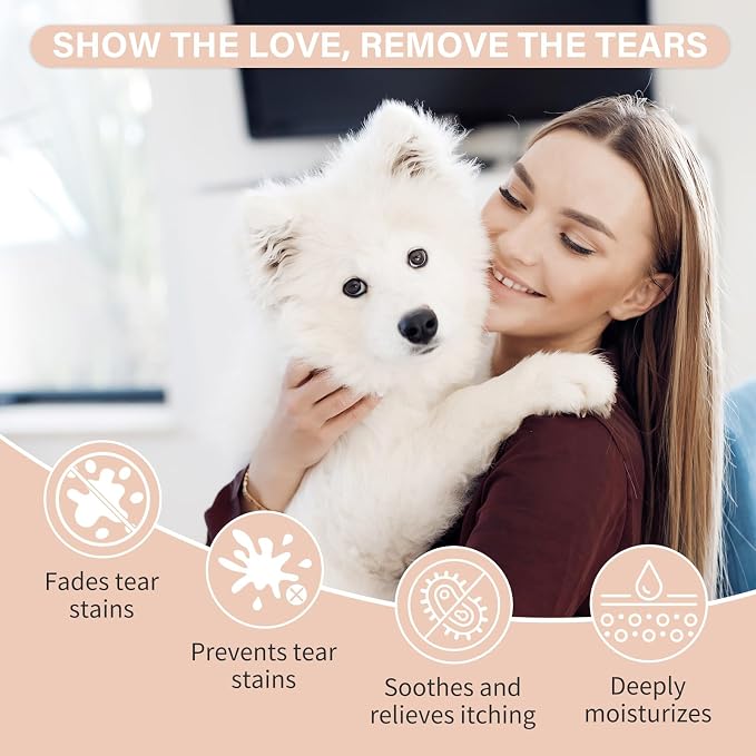 Tear Stain Remover Balm for Dogs & Cats Natural, Safe Gentle & Effective Cleans Dog Tear Stains Great for Long Hair Dog,White Dogs