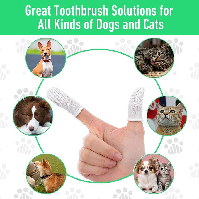 YUIANLB 40 Pcs Pet Dental Care Kit Finger Toothbrush Oral Cleaning Wipes Soft Washable Fabric Freshens Breath Reduces Plaque Tartar Complete Oral Hygiene Set for Puppies Kittens at Home