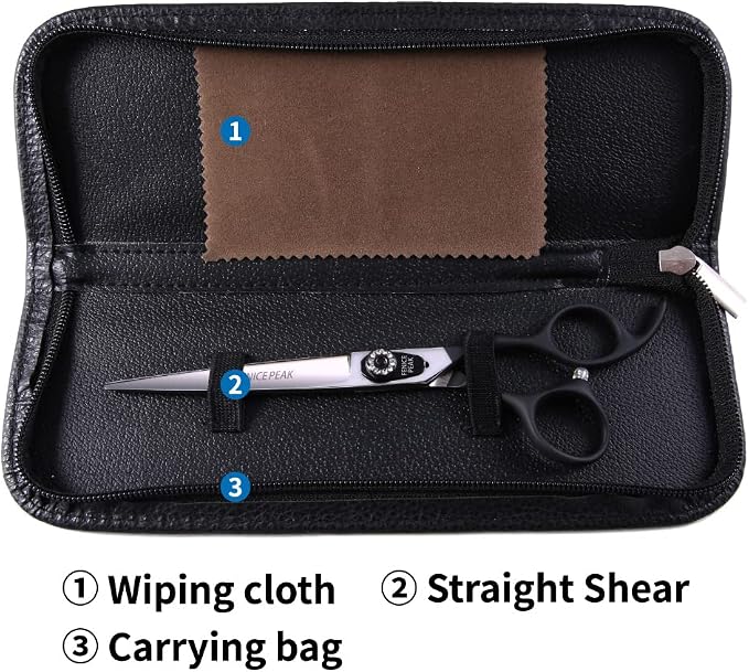 7.5'' Dog Straight Scissors For Grooming Pet Hair Cutting Shears 440C Stainless Steel Black Non-Slip Handle Sharp Blades Professional Pet Trimming Scissors for Cats