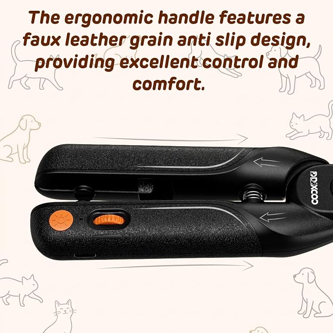 Dog Nail Clippers & Cat Nail Clipper, Pet Nail Trimmer with 2 LED Lights,Safety Side Lock, Nail File and Anti-Slip Handles, Dog Nail Grinder Quiet for Large and Medium Dogs & Cats