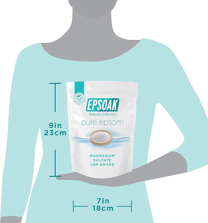 Epsoak Epsom Salt 4 lb. Magnesium Sulfate USP. (Qty. 2 x 2 lb. Bags) Resealable Epsom Salt Bag Unscented, Made in The USA, Cruelty-Free Certified