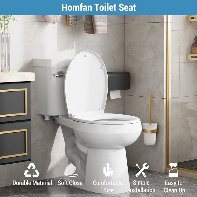 Garvee Toilet Seat Cover Round – PP Material, Secure Locking Design, Full Flat Lid for Standard Round Toilets, Sturdy & Comfortable Fit, White