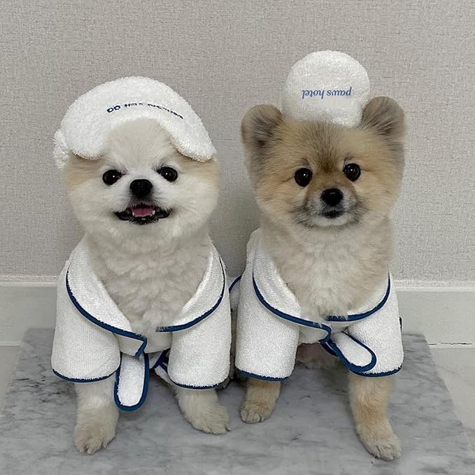 Dog Bathrobe for Drying Dogs, Hooded Dog Towel Doggie Robes Dog Bath Robe, Microfiber Fast Drying Absorbent Pet Towel for Cat Puppy Small Medium Dogs (1 x Eyeshade Toy)