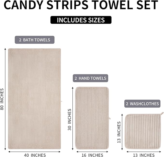 Extra Large Bath Towel Set of 6 (40"x80"),Oversized Bath Sheet Super Soft Highly Absorbent Microfibers Quick Dry Luxury Shower Towel for Bathroom Spa Gym Hotel Yoga(Beige, 6Piece)