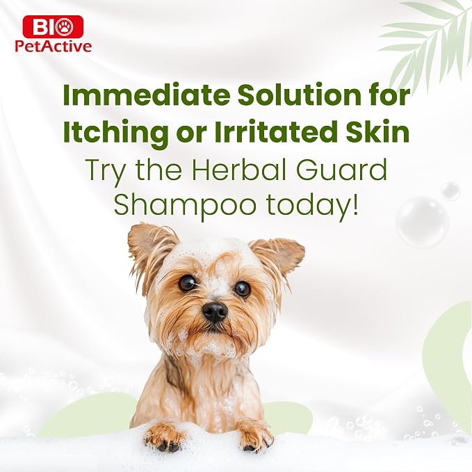 Bio PetActive Herbal Guard Dog Shampoo | pH Balanced Pet Shampoo for Healthy Skin and Coat | Itch Relief with Herbal Oils and Sensitive Paraben Free Formula | 8.45 oz