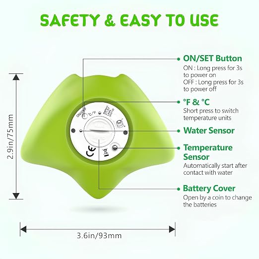 Baby Bath Thermometer, Floating Digital Water Thermometer with 3-Color Backlit Temperature Alert, BPA-Free Waterproof Bath Toy, Accurate LCD Display for Infant, Toddler, Kids & Pets