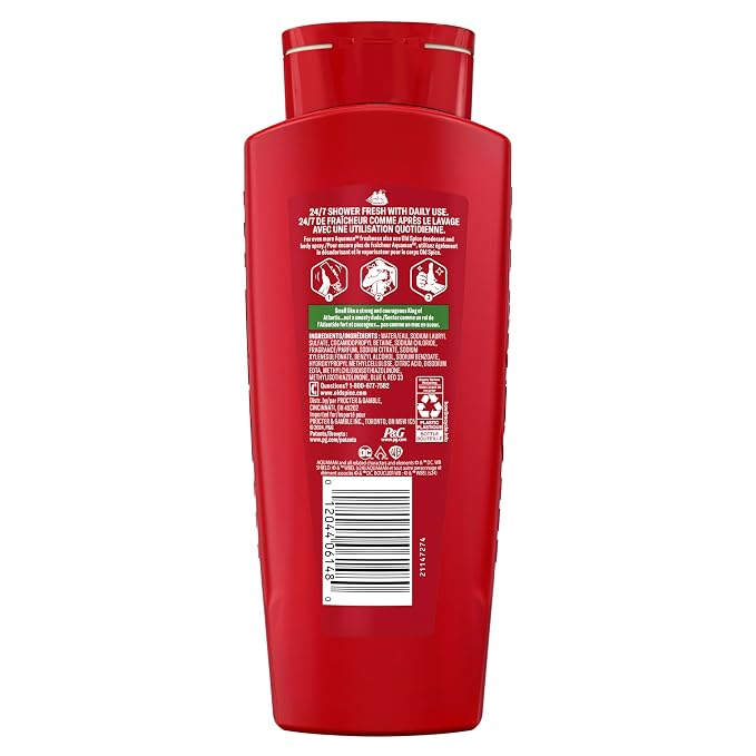 Old Spice Body Wash for Men, Aquaman: King of Atlantis, 3X Defense, 24/7 Shower Fresh with Lasting Scent, Cleansing 2-in-1 Body & Face Wash, Smell Like a Hero, Fresh Ocean and Seastorm Scent, 24 oz