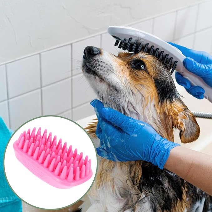 UPKOCH Dog Bath Brush Silicone Pet Shampoo Massager Rubber Curry Comb for Short Haired Dogs Cats