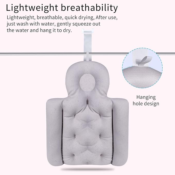 Full Body Bath Pillow, Bath Pillows for Tub, Tub Pillow for Bath Head and Neck Support Ergonomic Quick Dry Headrest Cushion Bath Accessories (Pink-93cm*40cm)