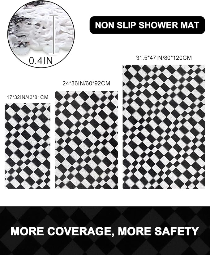 Shower Mat Non Slip: 24"x36" Large Shower Mats for Inside Shower, Soft PVC Loofah Shower Floor Mat, Anti Slip Mat for Shower, Tub, Bathroom, Floor, Kitchen, Home, Pool, Hotel, Quick Drying