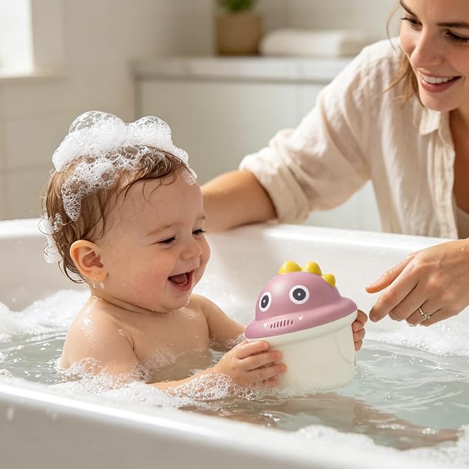 Baby Bath Rinse Cup, Shampoo Bath Rinser with Easy-Grip Handle, Tear-Free Design for Infants, Toddlers and Kids (Pink)
