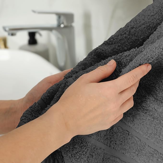 100% Ring Spun Cotton Hand Towels for Bathroom – 550 GSM Soft & Absorbent Towel Set– Pack of 6 Small Towel (34x20in) – Quick Dry Luxury Cotton Hand Towels – Dark Grey
