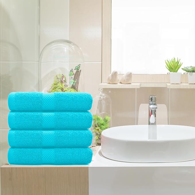 DAN RIVER 6-Pack Premium Hand Towels (16x28 Inches) - 100% Cotton, Ultra Soft, Lightweight, Highly Absorbent Towels for Bathroom, Spa, Gym, Salon, Hotel, and Travel - Turquoise
