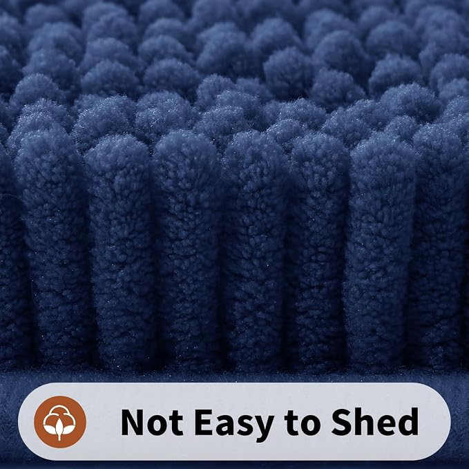Yimobra Toilet Rugs U Shaped Washable - 24"x20" Non Slip Plush Contour Bath Rugs for Toilet - Super Soft Absorbent Quick Dry Toilet Mats for Bathroom,Navy Blue
