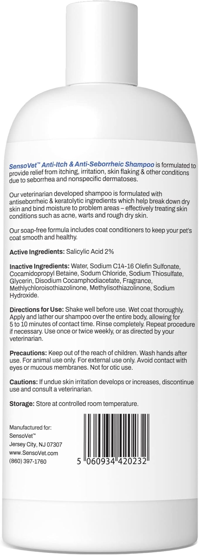 Antiseborrheic Medicated Shampoo for Dogs and Cats, 12 Oz