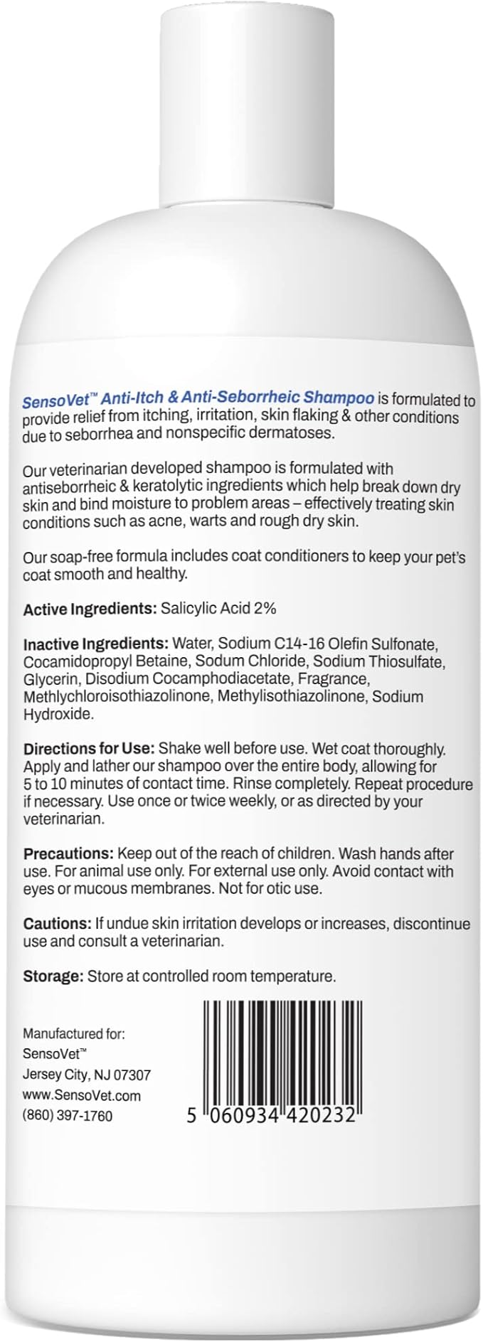 Antiseborrheic Medicated Shampoo for Dogs and Cats, 12 Oz