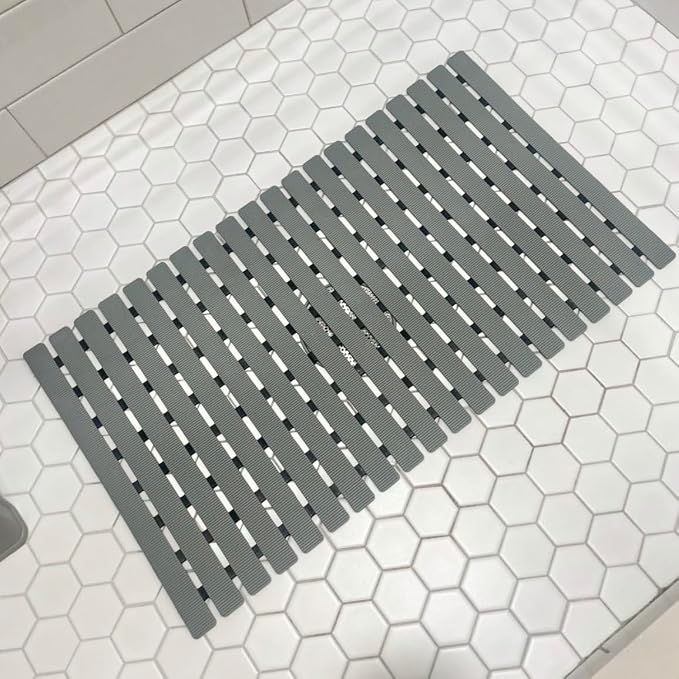 BEMISO Shower Mat Non Slip Bathtub Mat with Suction Cups and Drain Holes 27.5 x15.7 Inch Bath Mat for Tub & Shower.Easy Dry,Easy to Cut,Eco-Friendly