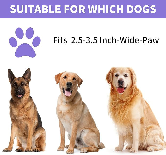 Professional 7 in 1 Dog Paw Cleaner for Dogs & Cats - Includes 1 Portable Paw Washer, 1 Bath Brush, 2 Dog Toothbrushes and 3 Absorbent Towels Note: Fits Paws 2.5 to 3.5 Inches Wide (Large, Purple)