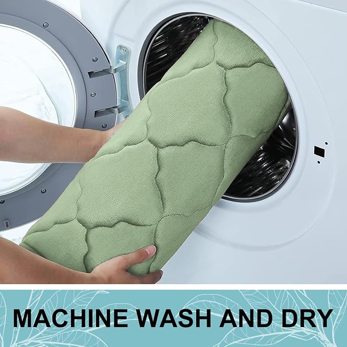 OLANLY Memory Foam Bath Mat Rug 47x32, Ultra Soft and Absorbent Bathroom Rugs, Non-Slip, Comfortable, Machine Washable Bath Carpet for Bathroom Floor, Tub Shower and Home Decor Accessories, Sage Green