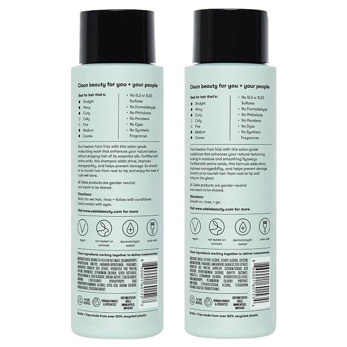 Odele Smoothing Sulfate-Free Shampoo & Conditioner Set, 13 fl oz Each | Color-safe, salon-grade, dermatologist-tested duo tames frizz, smooths flyaways, & adds shine for medium to coarse hair