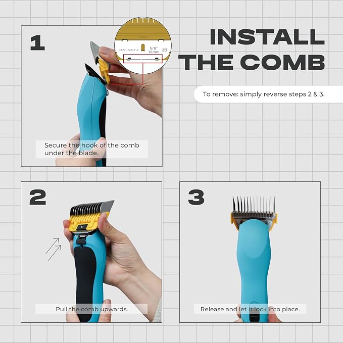 Stainless Steel A5 Wide Guide Comb – Metal Attachment for A5 Wide Blades, Compatible with Wahl KM, Andis, Oster, Heiniger – Smooth & Durable Grooming Guard (3mm / 1/8”)