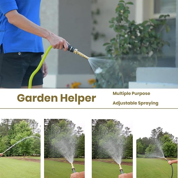 Ustope Garden Hose Nozzle, High Pressure Water Hose Nozzle Sprayer Head,fits 3/4” Garden Hose Thread,for Lawn & Garden,Washing Cars,Watering Garden,Cleaning,Showering Dogs&Pets(Brass), AD-05
